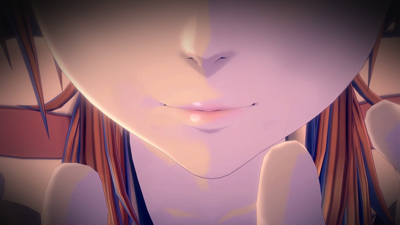 Close-up of A-set's mouth doing a creepy smile
