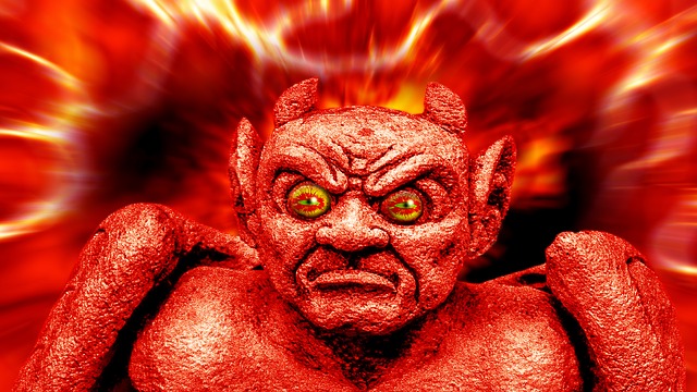 Really angry devil statue