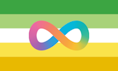 The autism symbol over the aromantic allosexual flag